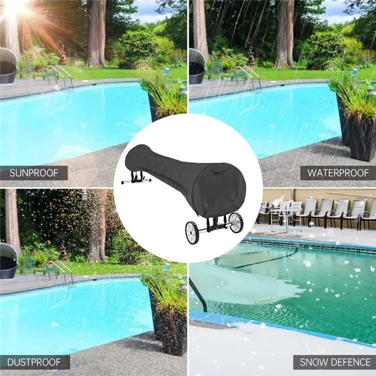 Capa de carretel solar para piscina 16Ft 210D Tecido Oxford à prova d'água Manta solar de proteção para piscina