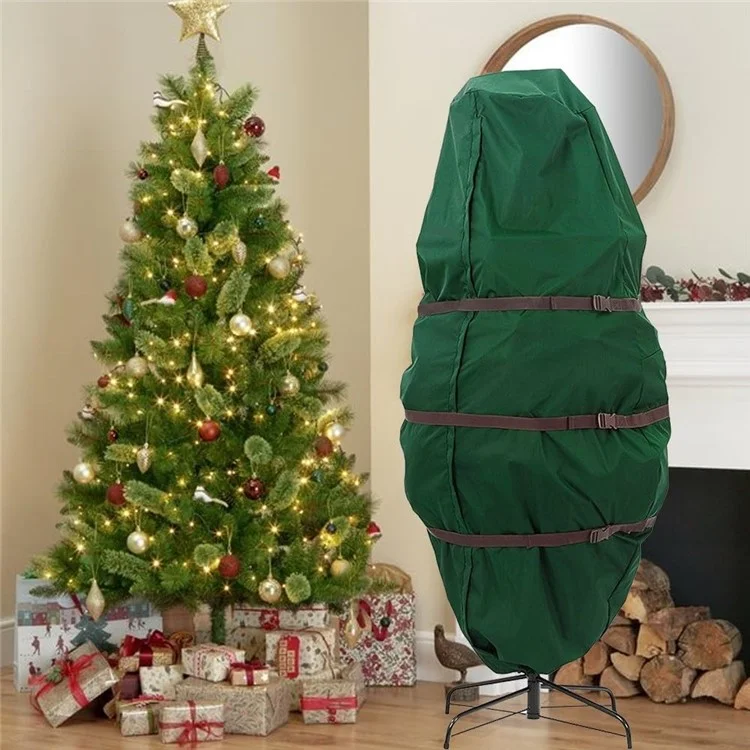 Sacchi per la conservazione degli alberi di Natale in posizione verticale da 30 x 58 pollici in poliestere 420D con fibbia fissa e cerniera