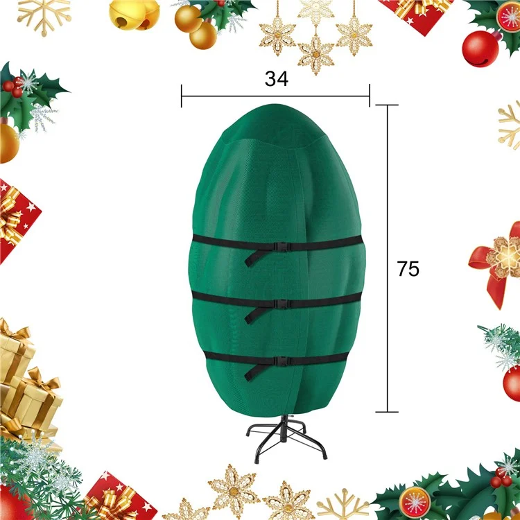 Sacs de rangement pour sapin de Noël verticaux 34 x 75 pouces, en polyester 420D avec boucle fixe et fermeture éclair.