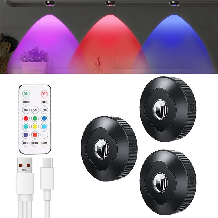 3 Stück RGB Weinschrankbeleuchtung mit Fernbedienung, Nachtlicht für Schlafzimmer, Flur und Atmosphärenlampe