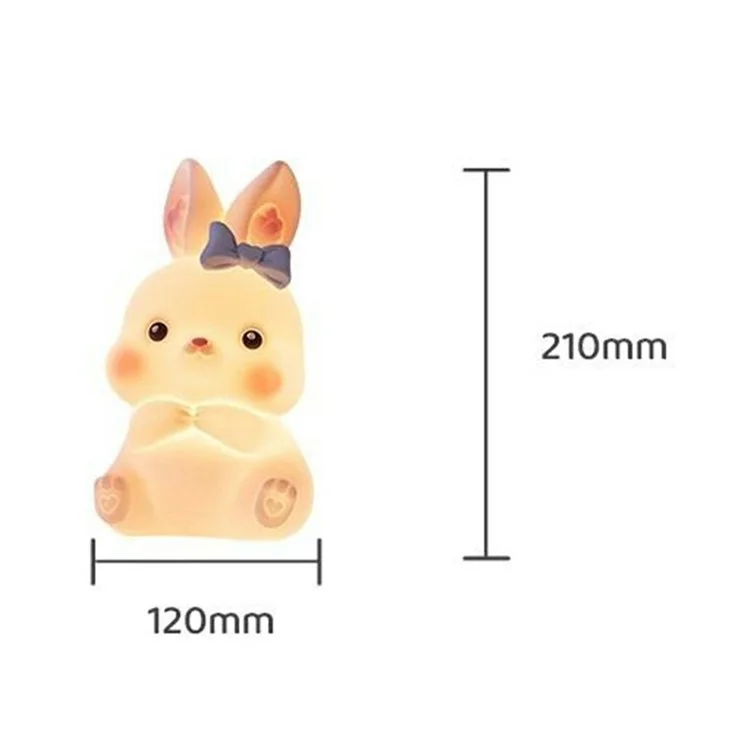 Veilleuse de lapin à télécommande en silicone, lampe de nuit à effleurement - Rose