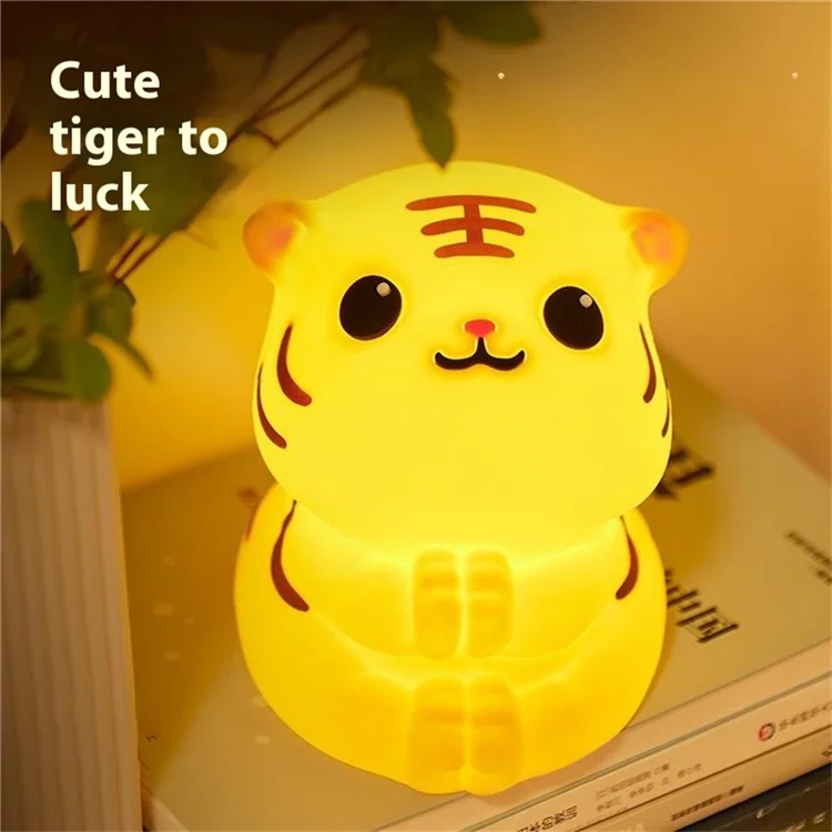 Süße Tiger-Nachtbeleuchtung mit Fernbedienung, batteriebetriebene Silikonlampe für das Schlafzimmer