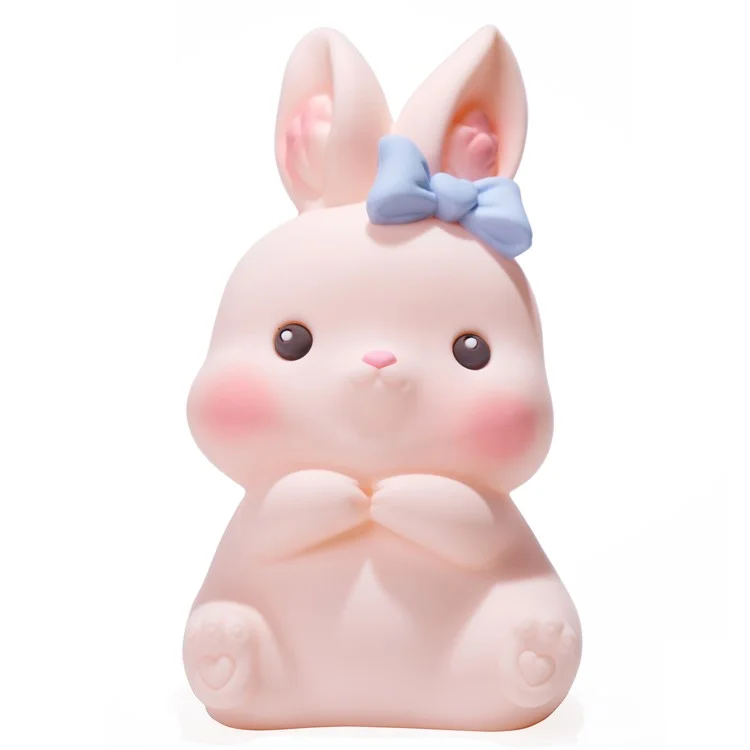 Luminária de ambiente criativa e fofa de coelho de silicone para cabeceira e quarto - Rosa