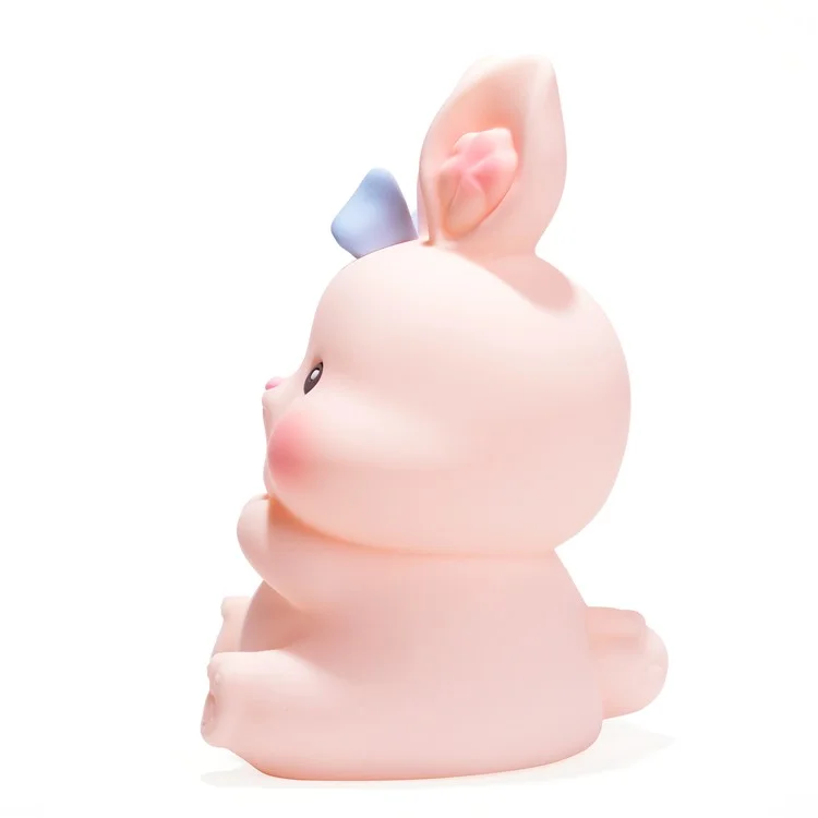 Luminária de ambiente criativa e fofa de coelho de silicone para cabeceira e quarto - Rosa
