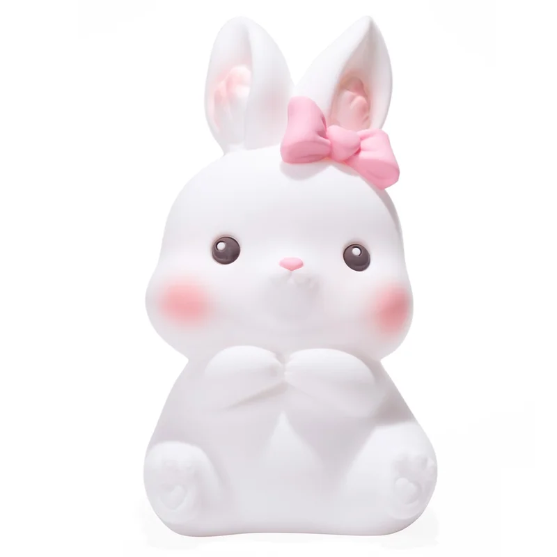 Kreativt sjukt litet kaninlampa i silikon, nattlampa till sängen, rumslampa i vit färg - Storlek S