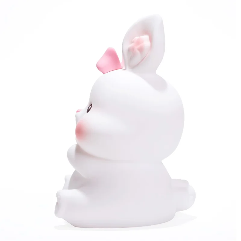 Kreativt sjukt litet kaninlampa i silikon, nattlampa till sängen, rumslampa i vit färg - Storlek S