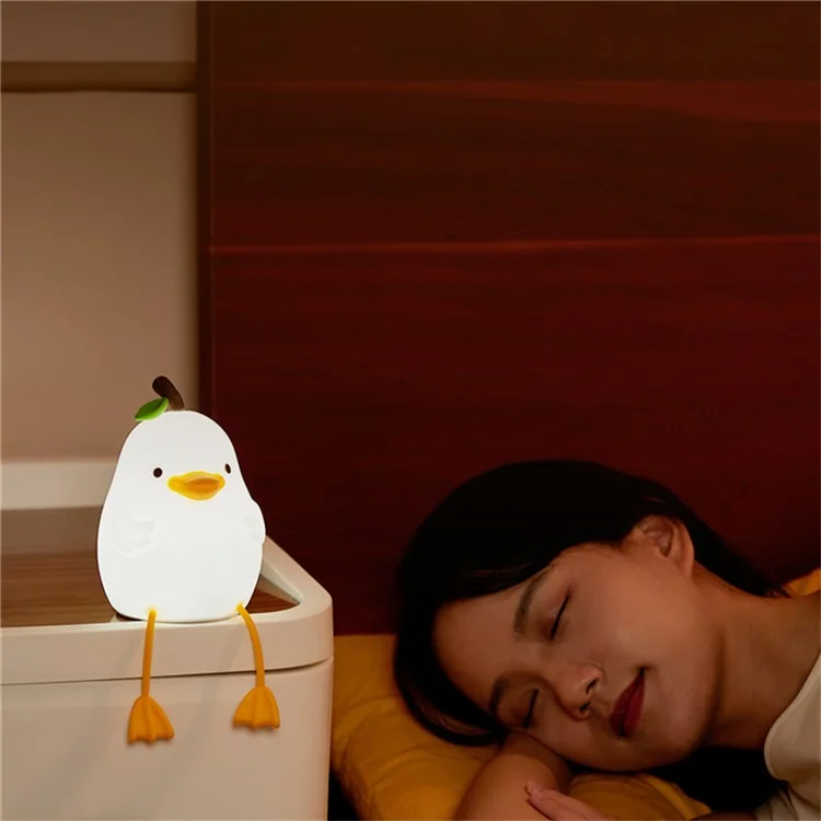 Niedliche Ente Birne Nachtlicht für Kinder Smart Voice Control Silikon Lampe USB wiederaufladbar Schlafzimmer Dekoration