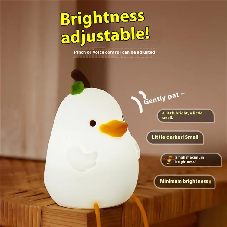 Niedliche Ente Birne Nachtlicht für Kinder Smart Voice Control Silikon Lampe USB wiederaufladbar Schlafzimmer Dekoration