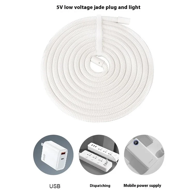 Faixa de luz flexível de LED RGB redonda trançada de 2 m com controle de aplicativo inteligente, luz ambiente de néon