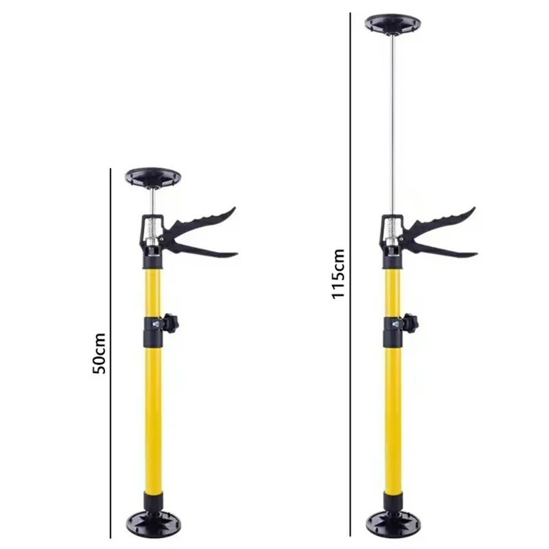 2 stuks 50-115 cm uitbreidbare ijzeren steunstang voor kastmontage, instelbare steun voor kasten - Geel