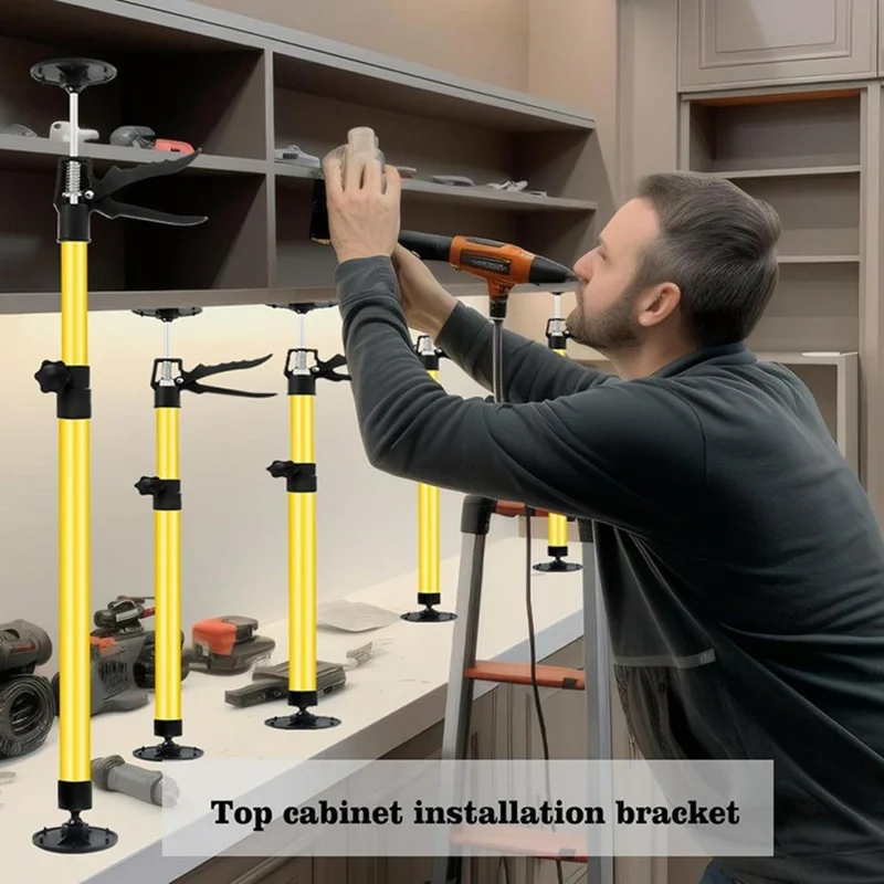 2 stuks 50-115 cm uitbreidbare ijzeren steunstang voor kastmontage, instelbare steun voor kasten - Geel
