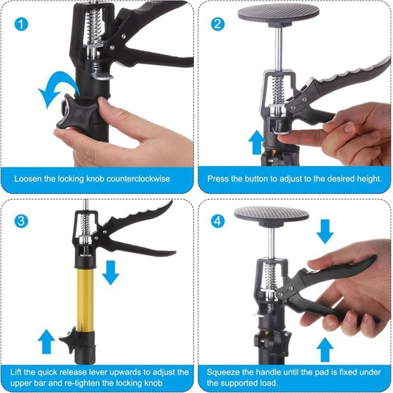 2 stuks 50-115 cm uitbreidbare ijzeren steunstang voor kastmontage, instelbare steun voor kasten - Geel