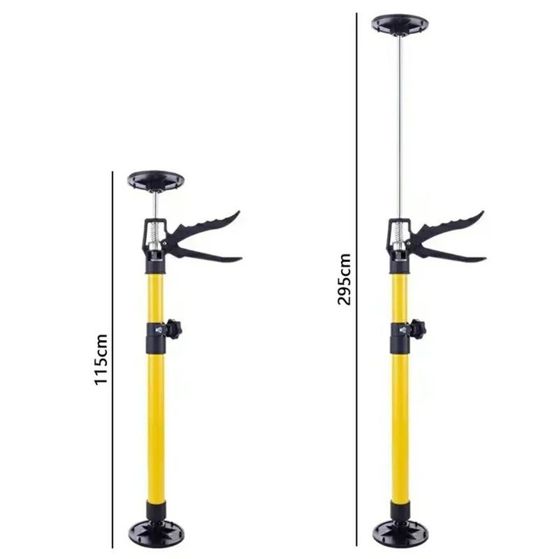 2Pcs 115-295cm Extendable Cabinet Installation Iron Support Rod Adjustable Cabinet Support Jack - Yellow