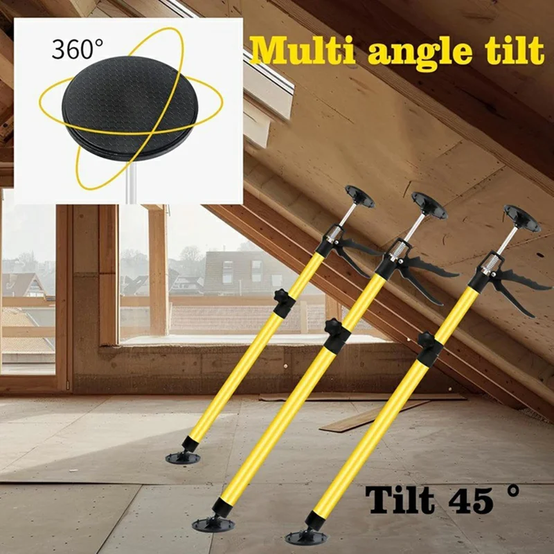 2Pcs 115-295cm Extendable Cabinet Installation Iron Support Rod Adjustable Cabinet Support Jack - Yellow