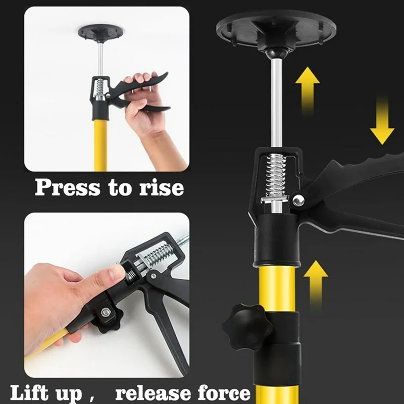 2Pcs 115-295cm Extendable Cabinet Installation Iron Support Rod Adjustable Cabinet Support Jack - Yellow