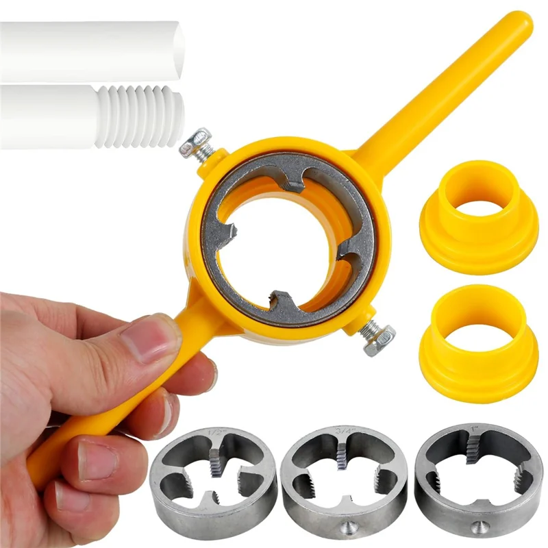 6Pcs Pipe Threading Kit PVC Plastic Pipes NPT Thread Cutter Manual Die Set