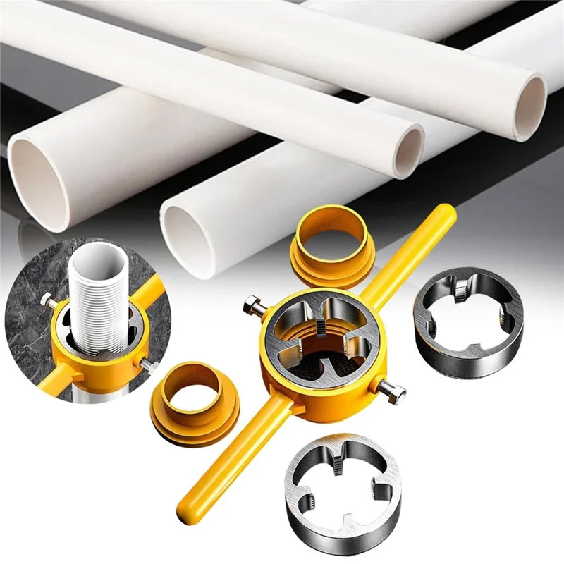 6Pcs Pipe Threading Kit PVC Plastic Pipes NPT Thread Cutter Manual Die Set