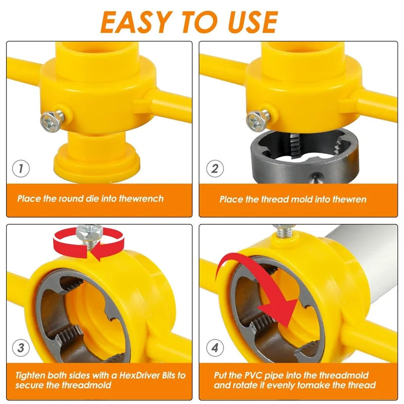 6Pcs Pipe Threading Kit PVC Plastic Pipes NPT Thread Cutter Manual Die Set