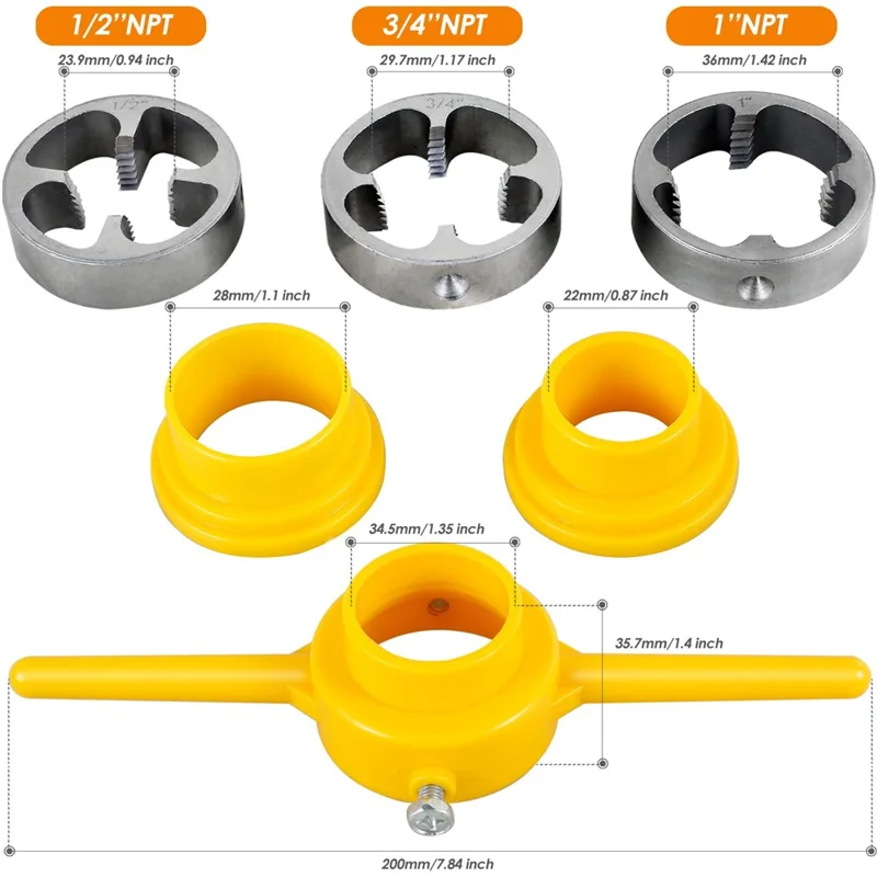 6Pcs Pipe Threading Kit PVC Plastic Pipes NPT Thread Cutter Manual Die Set