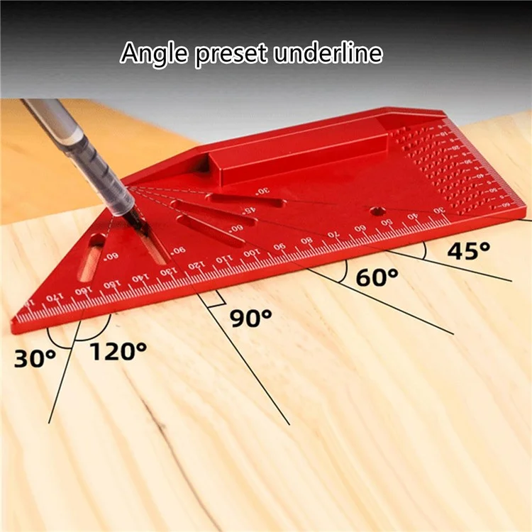 Regla de marcado para carpintería GD1114 Calibre de bisel 3D 30 45 60 90 120 grados Regla de ángulo de aleación de aluminio - Sistema métrico