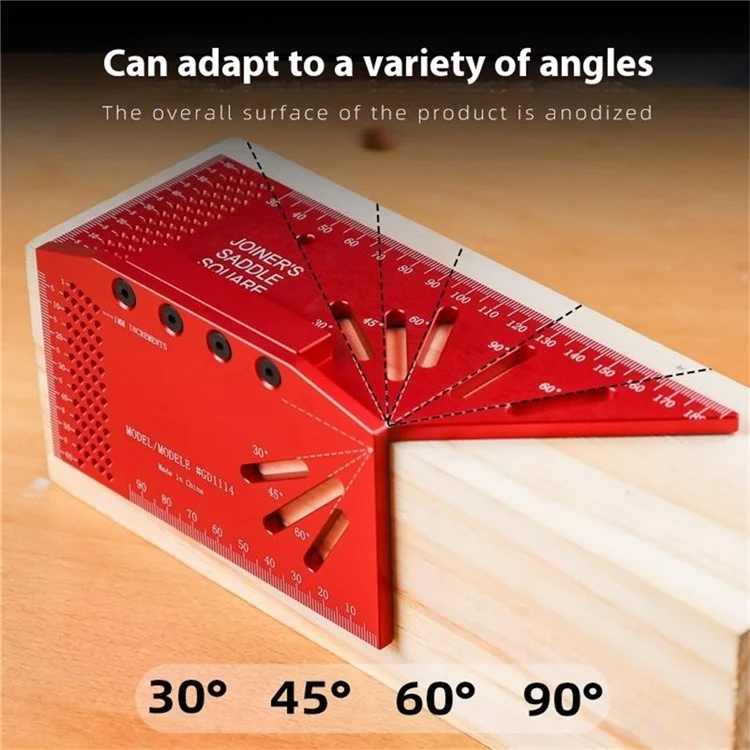 Regla de marcado para carpintería GD1114 Calibre de bisel 3D 30 45 60 90 120 grados Regla de ángulo de aleación de aluminio - Sistema métrico