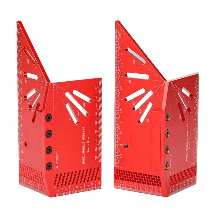 Regla de marcado para carpintería GD1114 Calibre de bisel 3D 30 45 60 90 120 grados Regla de ángulo de aleación de aluminio - Sistema métrico