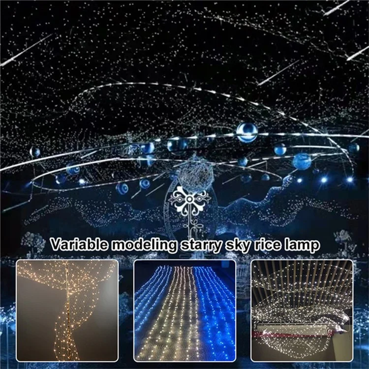 5 m 300 luces de red de cable de hierro LED Mesh Fairy String Light Decoración de jardín para fiestas (enchufe de la UE) - Luz cálida