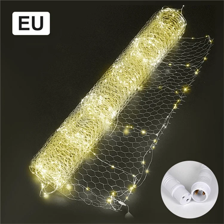 10m 600 LED Malla Flash Luz de Cuerda Alambre de Hierro Luces de Red Jardín Fiesta Festiva Decoración (Enchufe de la UE) - Luz Cálida