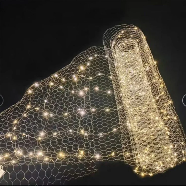 10m 600 LED Malla Flash Luz de Cuerda Alambre de Hierro Luces de Red Jardín Fiesta Festiva Decoración (Enchufe de la UE) - Luz Cálida