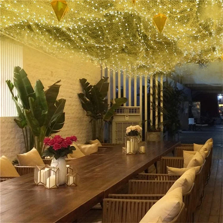 10m 600 LED Malla Flash Luz de Cuerda Alambre de Hierro Luces de Red Jardín Fiesta Festiva Decoración (Enchufe de la UE) - Luz Cálida
