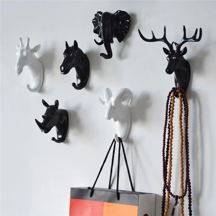 Goat Head Resin Hook Wall Art Jewelry Keys Scarf Bag Hanger Behind The Door Coat Rack - Gold
