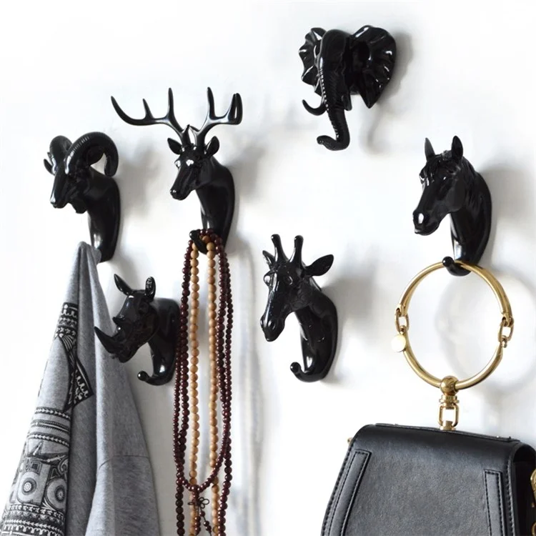 Goat Head Resin Hook Wall Art Jewelry Keys Scarf Bag Hanger Behind The Door Coat Rack - Gold