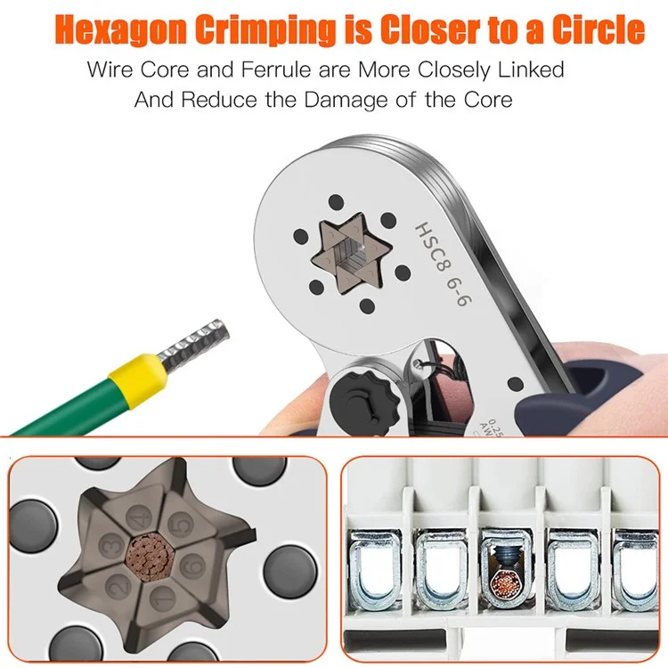 HSC8 6-6A Ferrule Crimping Pliers with 1200Pcs Terminals Wire Connector Electrical Repair Kit