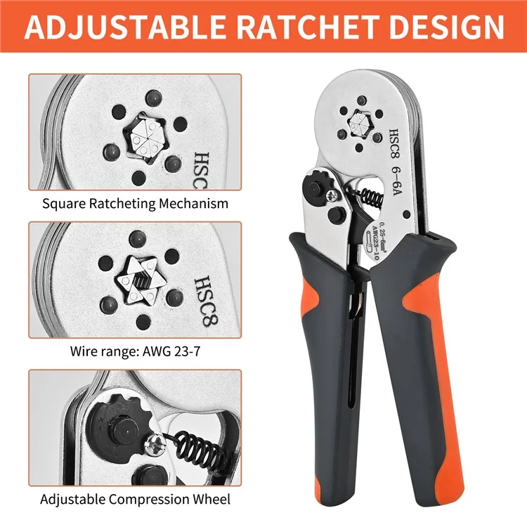HSC8 6-6A Ferrule Crimping Pliers with 1200Pcs Terminals Wire Connector Electrical Repair Kit