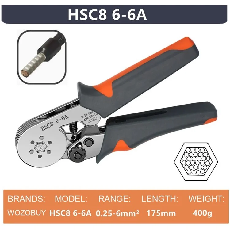 HSC8 6-6A Ferrule Crimping Pliers with 1200Pcs Terminals Wire Connector Electrical Repair Kit