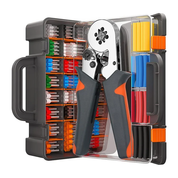 HSC8 Alicates de engaste de virolas de 6-6A con 1900Pcs Terminals Kit de reparación eléctrica de conectores de cables