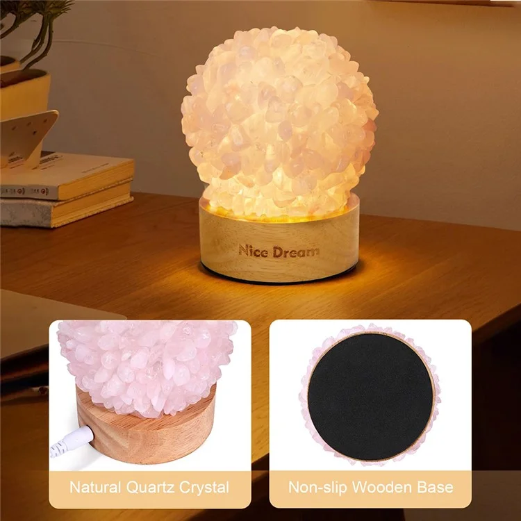 Amethyst-Kristall-Nachtlicht Heilende natürliche Kristallkugel Tischlampe für Heim- und Bürodekoration