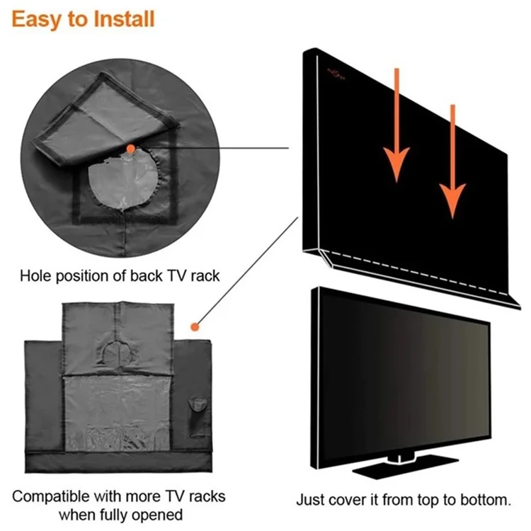 Copertura per TV da 70 - 75 pollici Outdoor Waterproof Oxford Cloth Wall Mounted Television Protective Sleeve