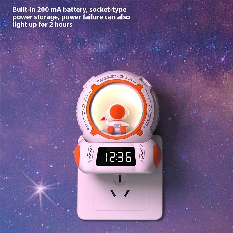 Lampada da comodino LED con timer, display orologio, ricaricabile e ruotabile.