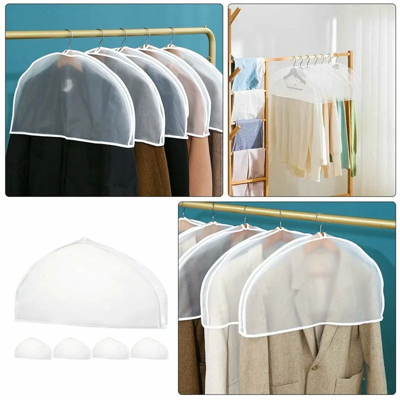10 pièces de housses anti-poussière transparentes en PEVA pour vêtements, pochettes de suspension pour moitié du corps pour manteaux