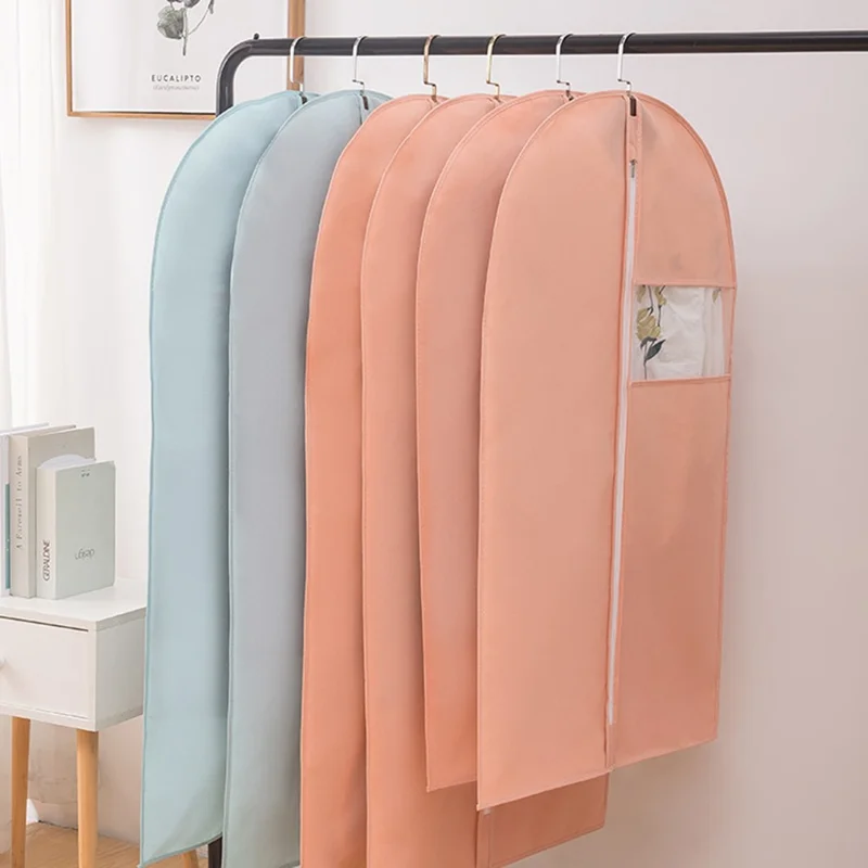 60 x 100cm Garment Cover Clothes Dust Protector Non Woven Fabric Storage Bag for Coats Suits - Pink