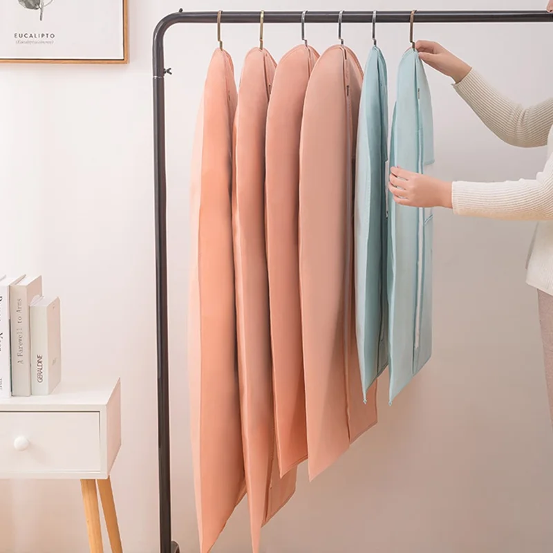 60 x 100cm Garment Cover Clothes Dust Protector Non Woven Fabric Storage Bag for Coats Suits - Pink