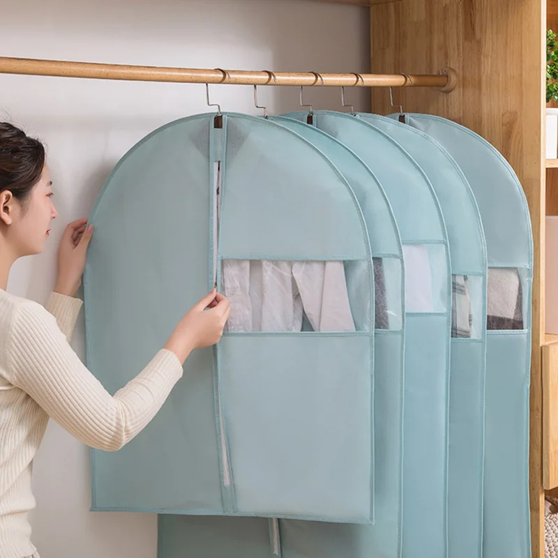 60 x 100cm Garment Cover Clothes Dust Protector Non Woven Fabric Storage Bag for Coats Suits - Dark Blue