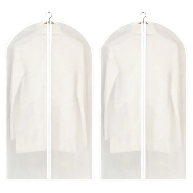 2 Housses de vêtements pour suspension 60x100cm en PEVA, Protection anti-poussière pour manteau, pull, veste - Blanc