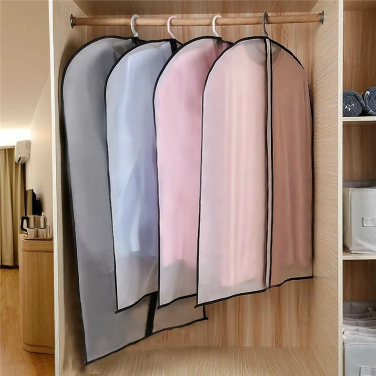 2 Housses de vêtements pour suspension 60x100cm en PEVA, Protection anti-poussière pour manteau, pull, veste - Blanc
