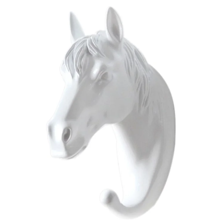 Horse Head Resin Hook Roupas Animal Decoração De Parede Para Vestiário Do Corredor - Branco