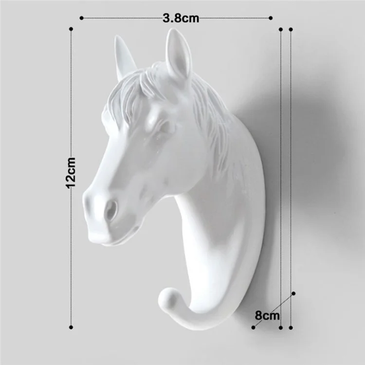 Horse Head Resin Hook Roupas Animal Decoração De Parede Para Vestiário Do Corredor - Branco