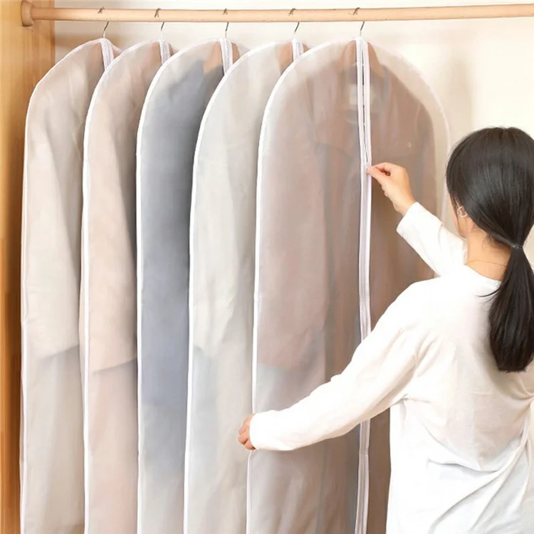 2 Housses de vêtements pour vêtements suspendus 60x120cm Housse anti-poussière en PEVA pour manteau, pull, veste - Blanc