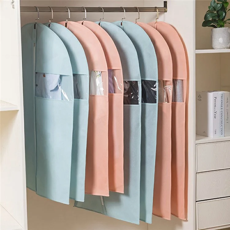 Funda Protectora de Ropa de 60 x 140 cm - Cubierta Antipolvo de Tela no Tejida para Abrigos y Trajes - Rosa