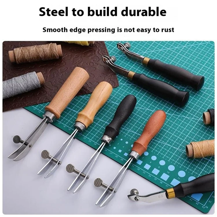 Adjustable Sandalwood Handle Leather Edge Liner Tool Leather Edge Pressing Marking Tool - Slot Width 0.5mm